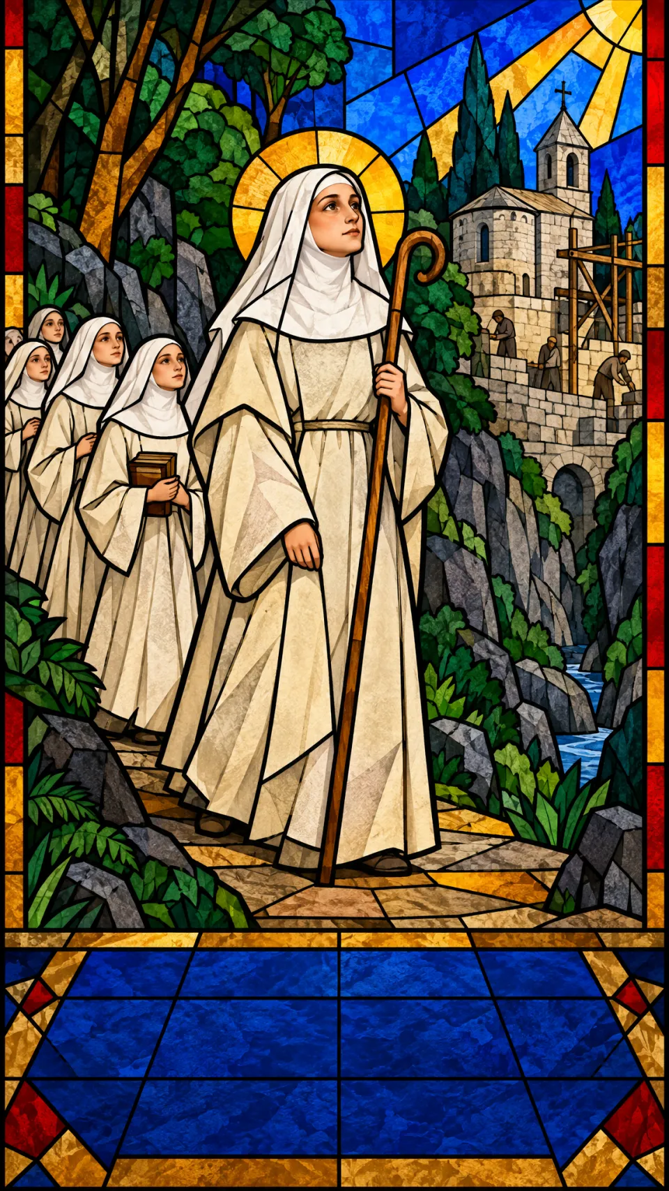 Scène de la vie de Sainte Adeline de Mortain, en vitrail