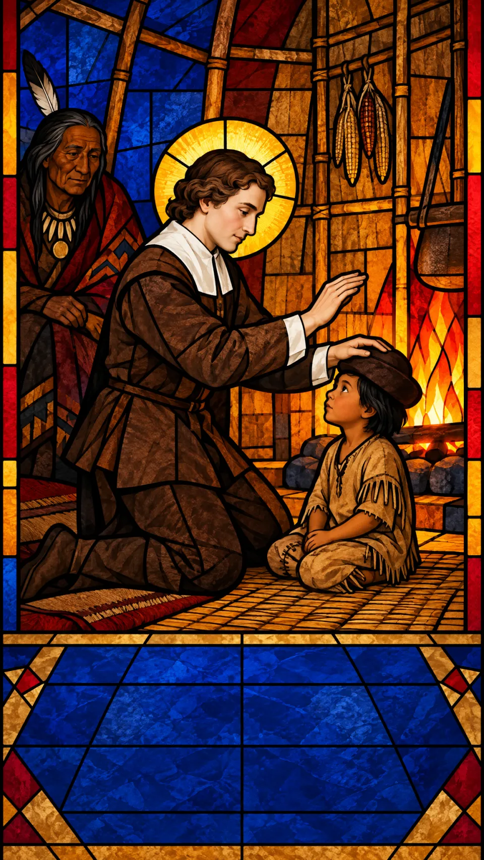 Scène de la vie de Saint René Goupil, en vitrail